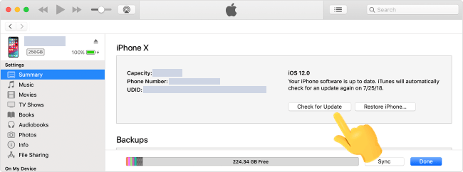 aggiorna iPhone utilizzando iTunes per risolvere il problema con il download dell'aggiornamento iPhone