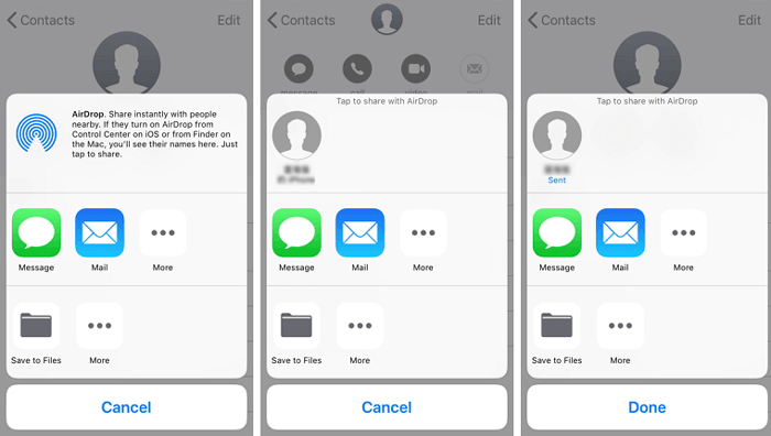 透過空投將聯絡人轉移到新 iPhone，無需 icloud